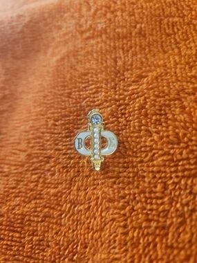 Gold-Tone White Enamel and Pearl Cross Pin - Women's Jewelry